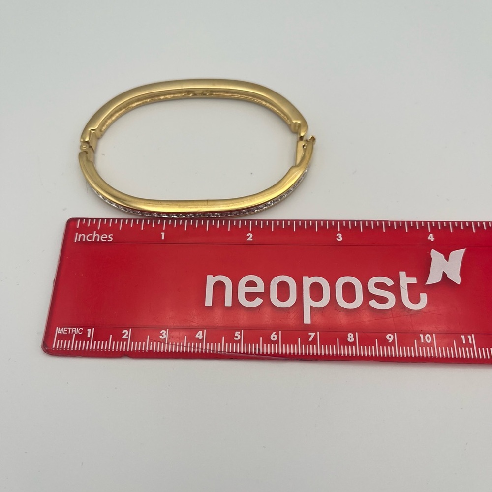 Swarovski Signed Gold-Tone Hinged Crystal Bracelet - Picture 6 of 8